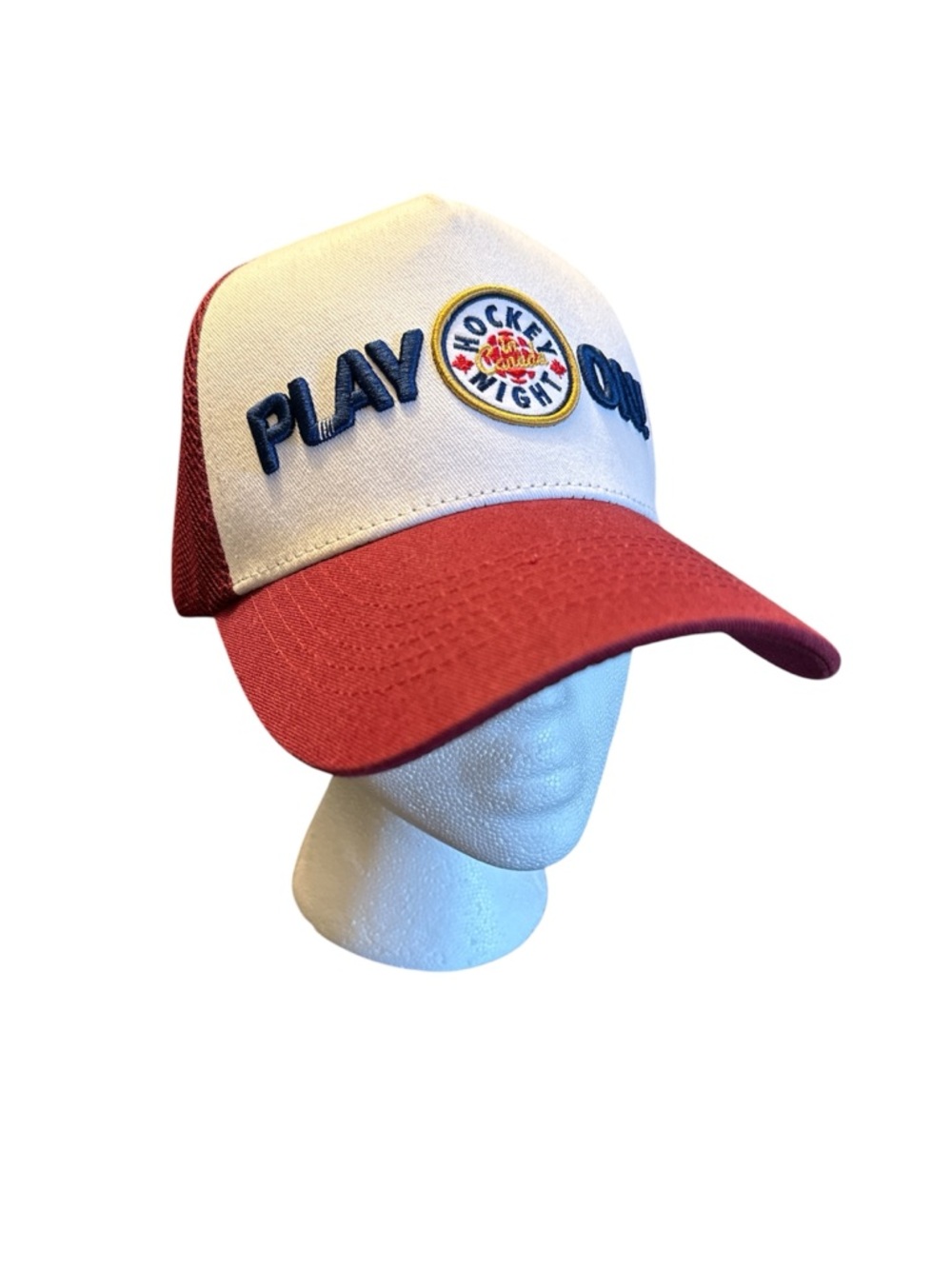 Play On Bardown Hockey Night in Canada Red and White Trucker Hat Unisex EUC